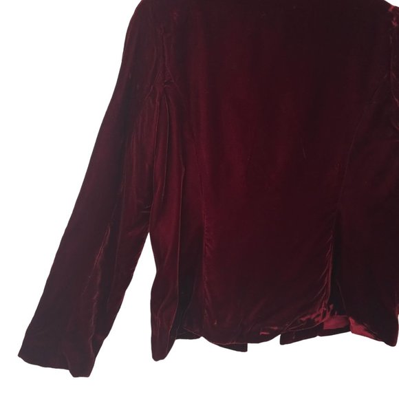 Jeri New York Velvet Jacket Blazer Womens 8 Burgundy Rhinestones Long Sleeve - Picture 16 of 16